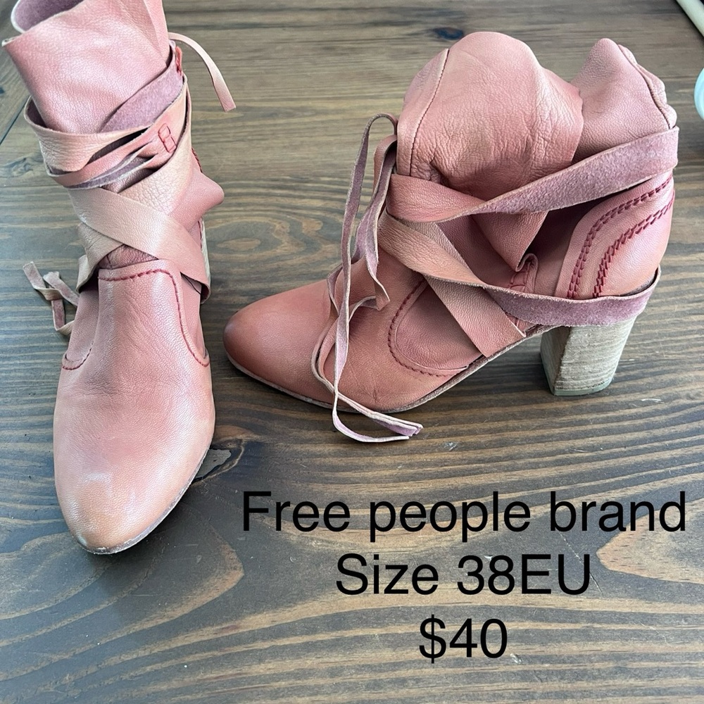 Free People Pink Suede Heeled Boots